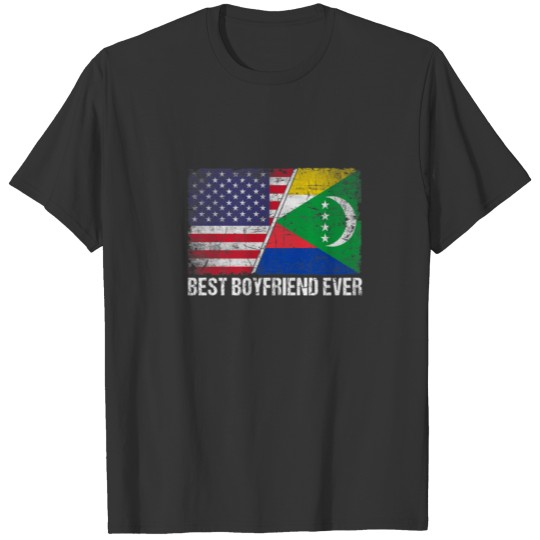 Retro US Comoros Flag Best Boyfriend Ever Funny Fa T-shirt