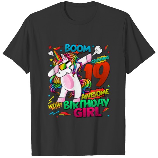 19 Years Old Birthday Comics Unicorn Dabbing 19Th T-shirt