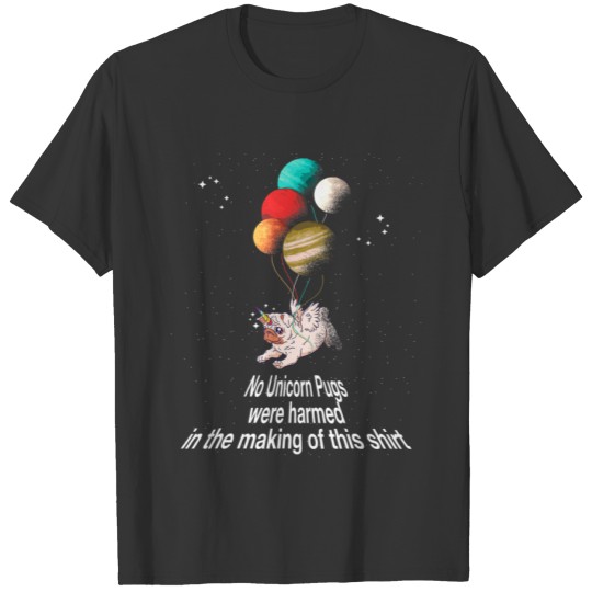 Unicorn Pug  For Women Men Outer Space Galaxy T-shirt