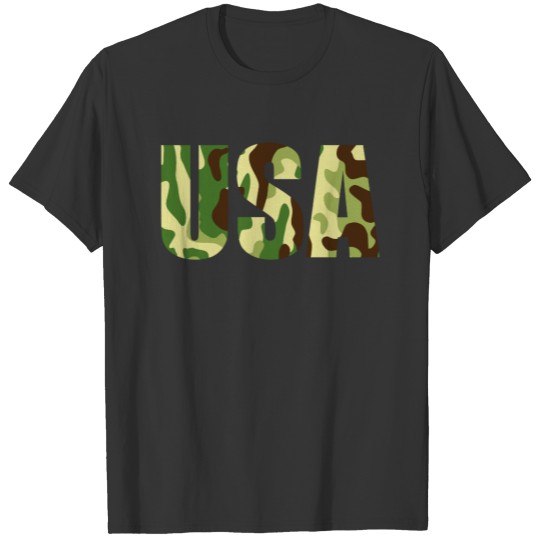 USA khaki camouflage sign T-shirt