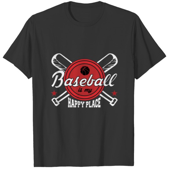 baseball is my happy beach, gift baseball T-shirt