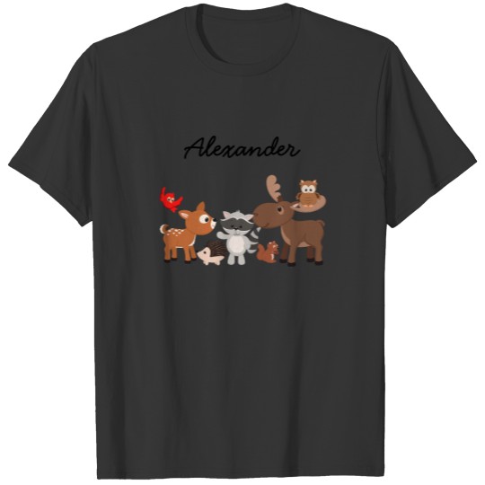 Woodland Animals personalized snap undershirt T-shirt