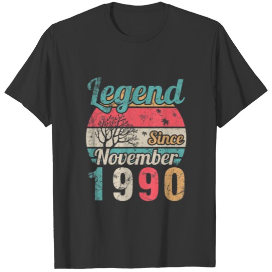 Vintage Legend Since November 1990 Happy Birthday T-shirt