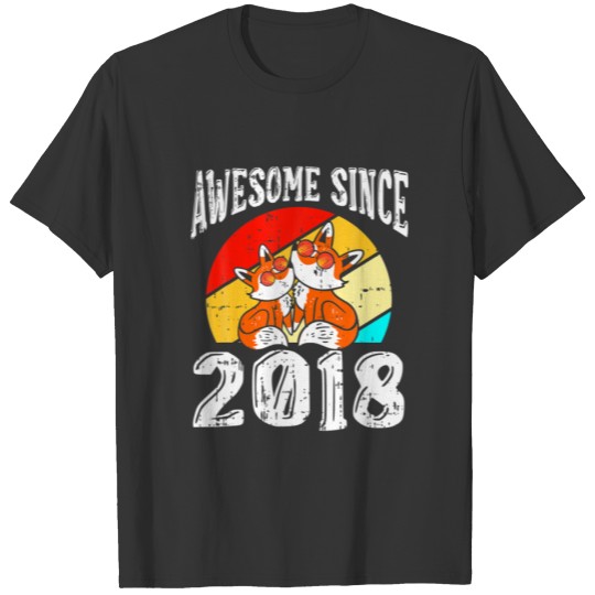 Fox Awesome Since 2018 4Th Birthday 4 Years Old Fo T-shirt