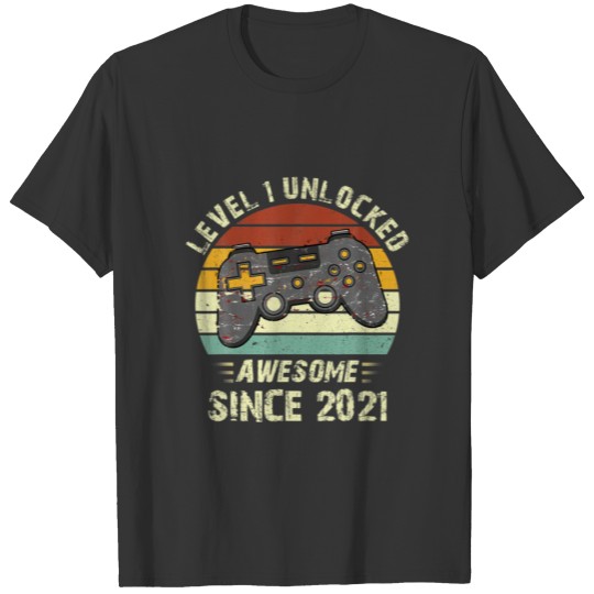 Level 1 Unlocked Awesome Since 2021 1St Birthday A T-shirt