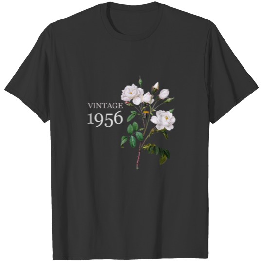 Vintage 1956 White Rose Flower Mothers Day Birthda T-shirt