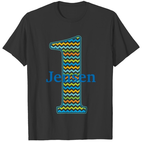 1st Birthday Number One in chevron T T-shirt
