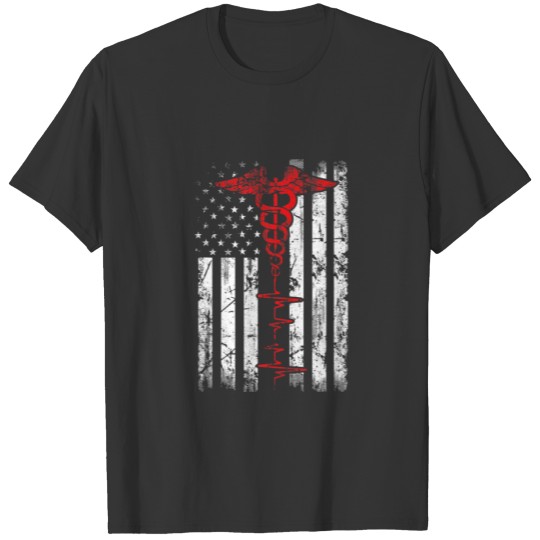 Patriotic Nurse American USA Flag Registered Nurse T-shirt