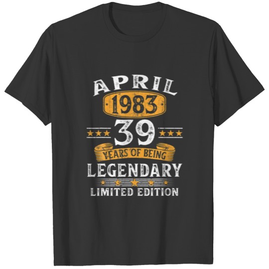 Made In 1983 39 Year Old Gift April 1983 39Th Birt T-shirt