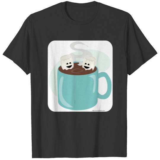 Marshmallows in Cup Cute Fun Hot Tub Food Cartoon T-shirt