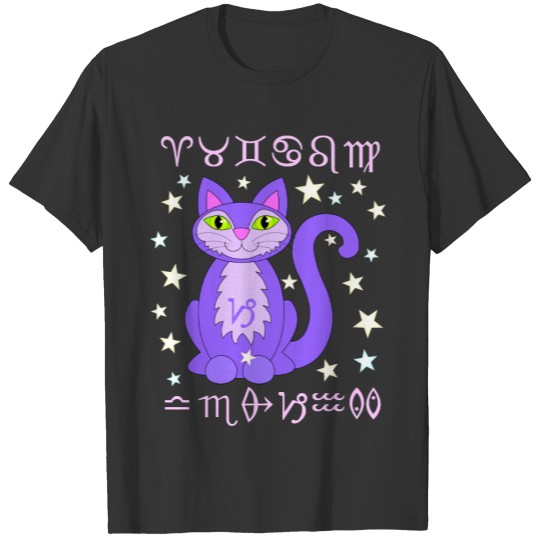 Capricorn Zodiac Cat Purple Kitty Horoscope T-shirt