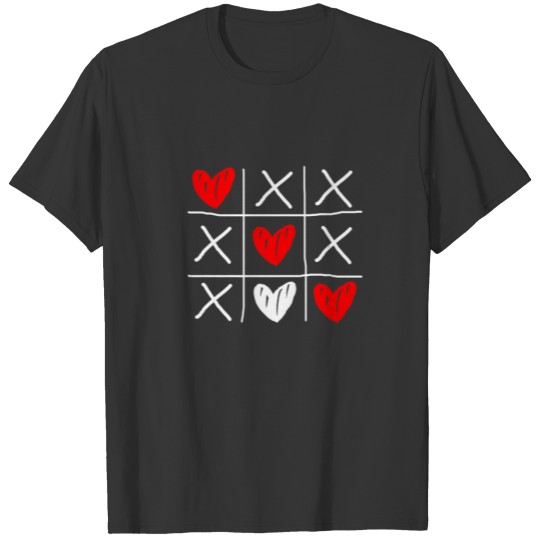 Cute Tic Tac Toe Funny Hearts Lover Valentines Day T-shirt