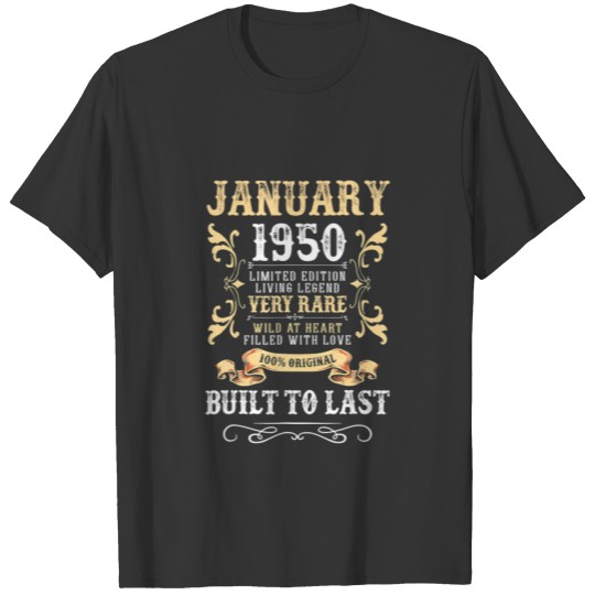 Vintage January 1950 Birthday Celebrating T-shirt