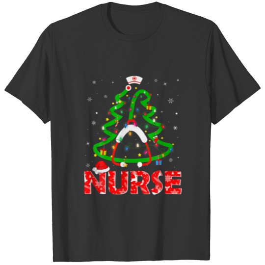Nurse Christmas Tree Holiday Pajamas Xmas Costume T-shirt
