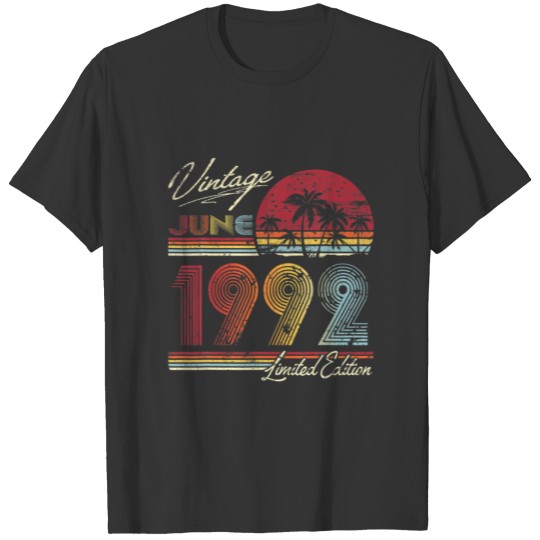 Vintage 30Th Birthday June 1992 30 Years Old T-shirt