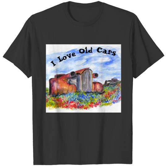 I Love Old Cars , with vintage car T-shirt