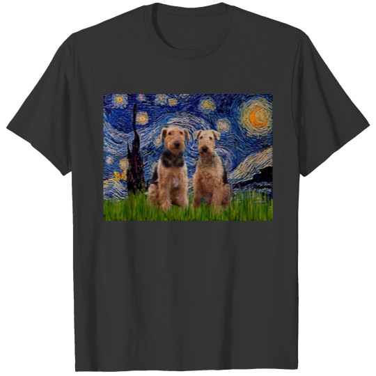 Starry Night - Airedale Terriers (two) T-shirt