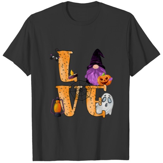 Love Gnome Halloween Black Cat And Spider T-shirt