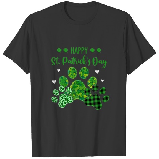 Dog Paws Leopard Print St Patricks Day Dog Owners T-shirt