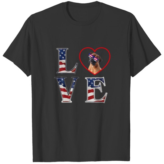 Boxer Bulldog Love American Flag 4Th Of July Memor T-shirt