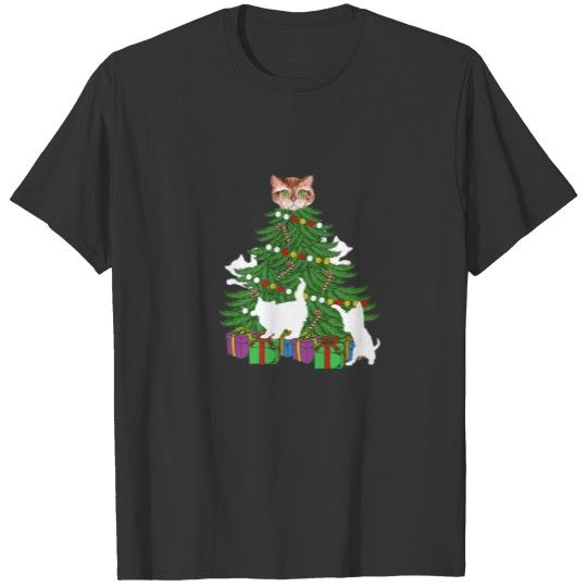 Merry Catmas Christmas Tree Funny Cats Winter Xmas T-shirt