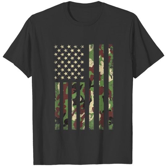 Desert Camo American Flag Military Tactical Camouf T-shirt