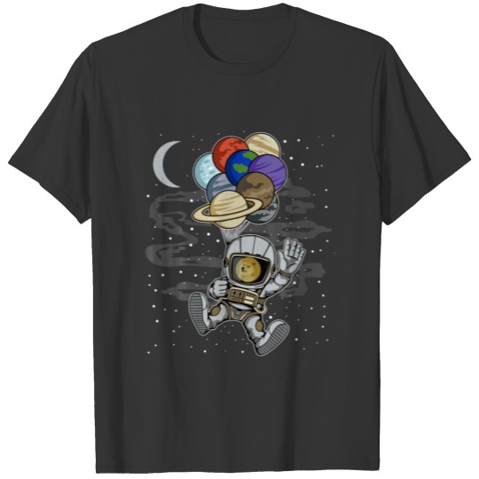 Astronaut Waving Dogecoin DOGE To The Moon Crypto T-shirt