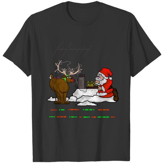 Morse Code Santa & Rudolph Christmas T T-shirt