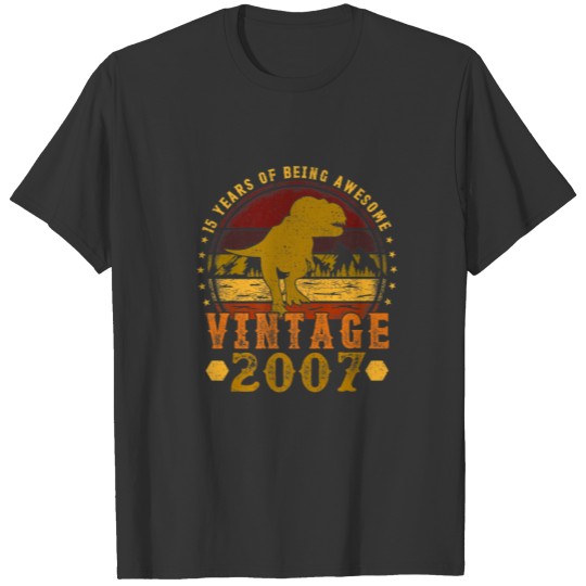 15 Years Of Being Awesome T Rex Vintage 2007 15Th T-shirt