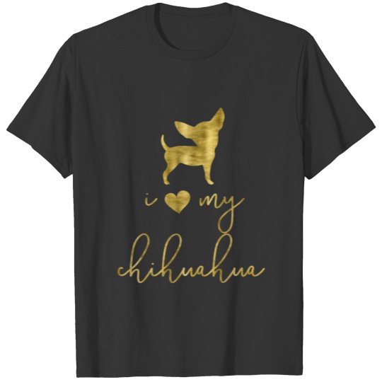 I Heart My Chihuahua Purple Dark Yellow T-shirt