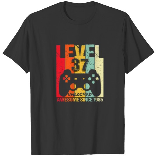 Level 37 Unlocked Awesome Since 1985 Gamer 37Th Bi T-shirt