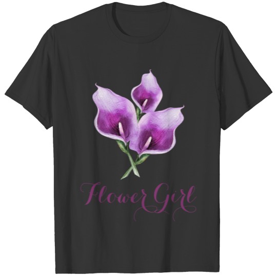 Flower Girl Purple Calla Lily Watercolor Floral T-shirt