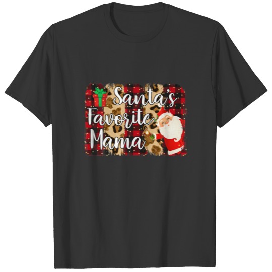 Red Plaid Santa's Favorite Mama Family Matching Ch T-shirt