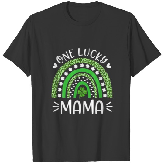 One Lucky Mama Rainbow Leopard Shamrocks St Patric T-shirt