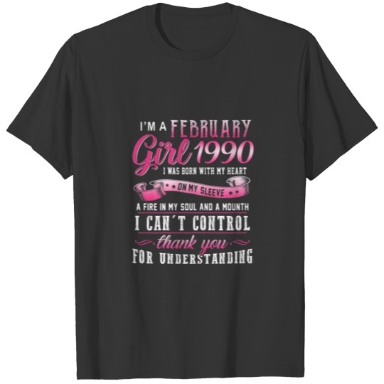 Womens I'm A February Girls 1990 32Nd Birthday Gif T-shirt