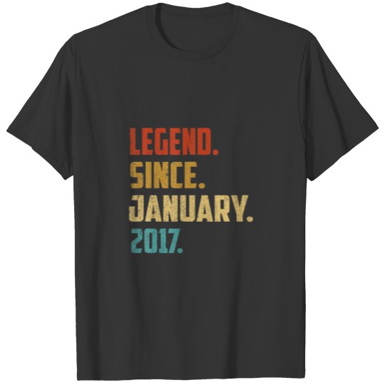 5 Years Old Gifts Legend Since January 2017 5Th Bi T-shirt