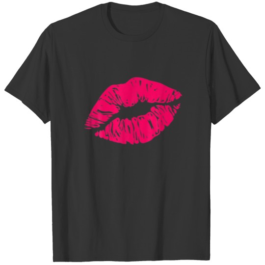 Valentine's Day Hot Pink Lips Kiss 80S Retro Vinta T-shirt