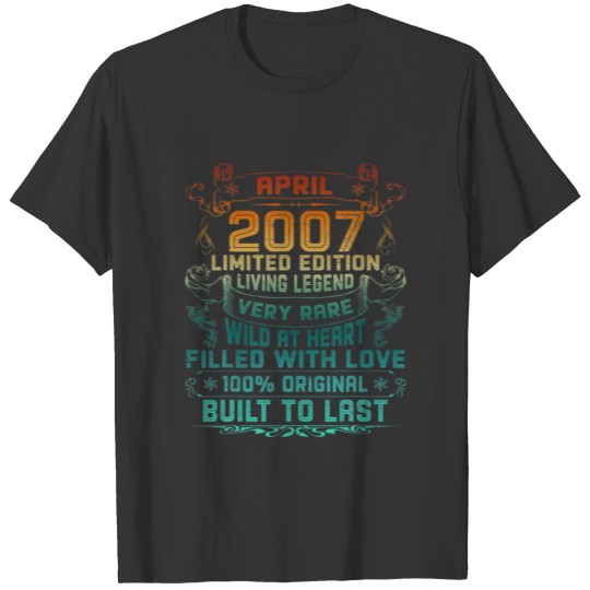 Vintage 15 Years Old April 2007 15Th Birthday Gift T-shirt