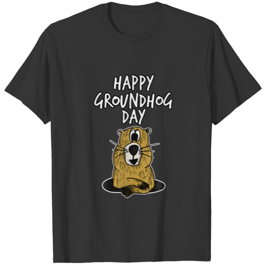 Happy Groundhog Day Classic Arts Funny Animal Cart T-shirt