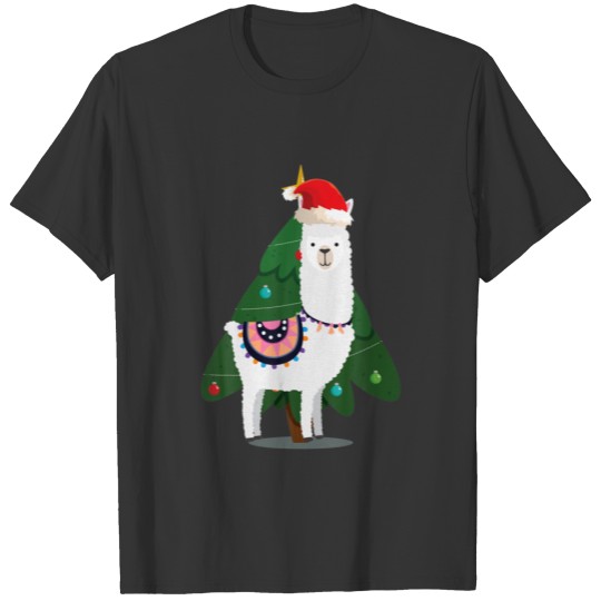 Christmas Lama With Christmas Tree T-shirt