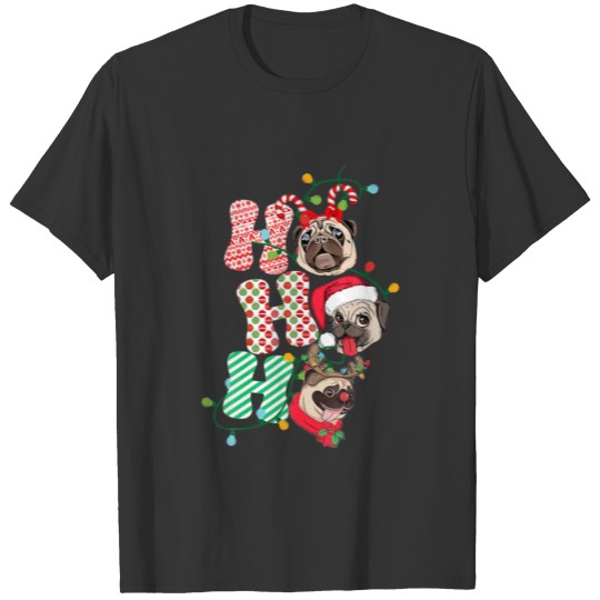 Christmas Ho Ho Ho Pug Dog Lover Funny Happy Holid T-shirt