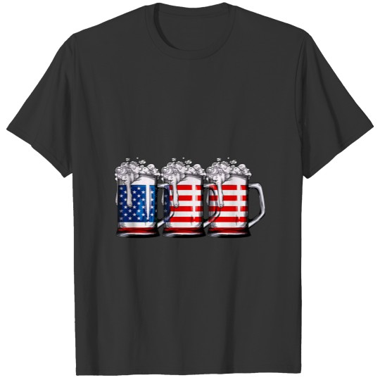 Beer American Flag T  4th of July Men Women M T-shirt