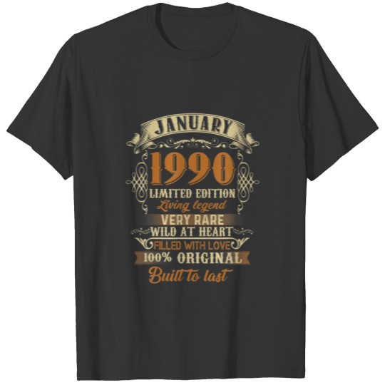 January 1990 32 Years Old 32Nd Birthday Gifts T-shirt