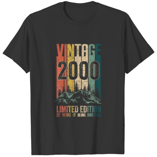 Vintage 2000 Birthday Gifts Limited Edition 22 Yea T-shirt