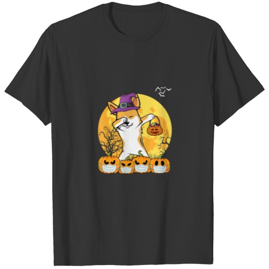 Corgi Dabbing Witch Pumpkin Funny Dog Halloween T-shirt