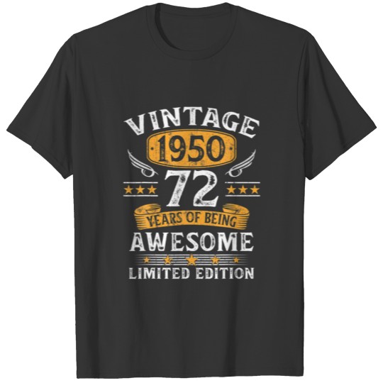 Vintage 1950 72 Year Old Gifts 72Th Birthday Gifts T-shirt