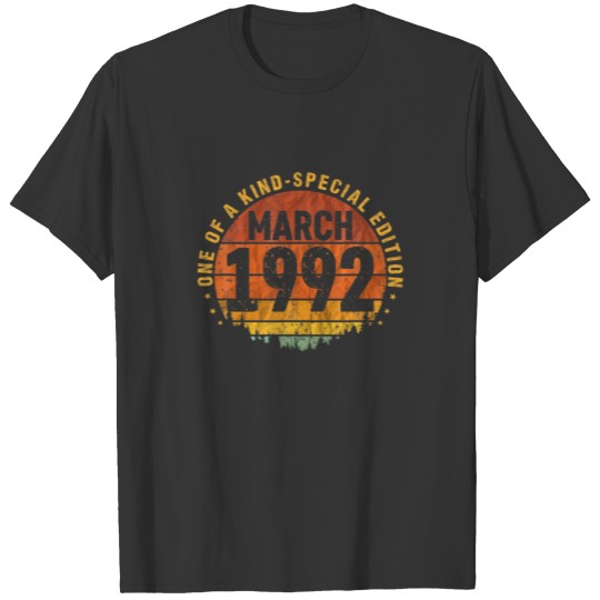 30 Years Old Birthday Vintage March 1992 30Th Birt T-shirt