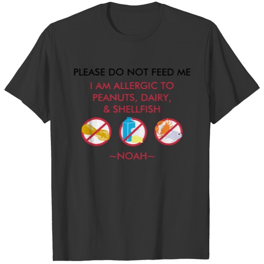 Kids Personalized Peanut, Egg & Shellfish Allergy T-shirt