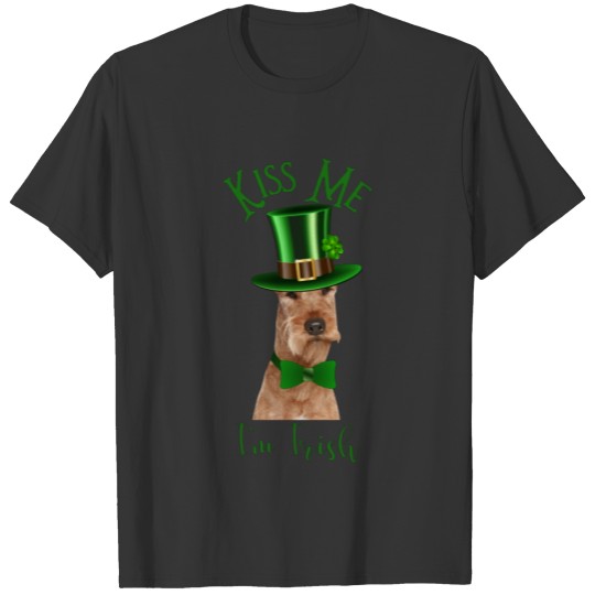 Kiss Me I'm Irish Terrier in Hat with Clover T-shirt