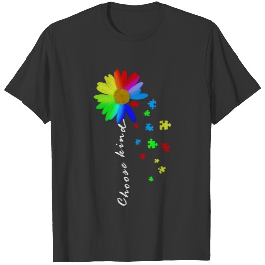 Choose Kind Autism Puzzles Sunflower T-shirt